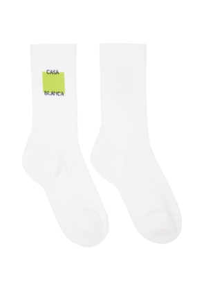 Casablanca White Acid Lime Logo Square Socks