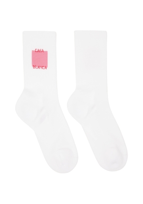 Casablanca White Rose Shadow Logo Square Socks