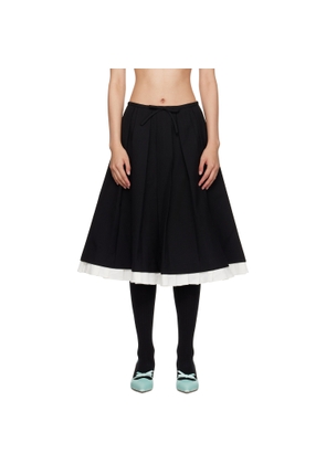 SHUSHU/TONG Black Ruffled Pleat Midi Skirt