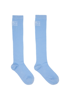 MM6 Maison Margiela Blue Rib Knee-High Socks