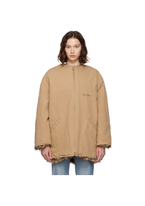 MM6 Maison Margiela Tan Cotton Canvas Sports Jacket