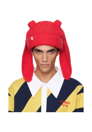 Charles Jeffrey LOVERBOY Red Mohair Chunky Rabbit Beanie