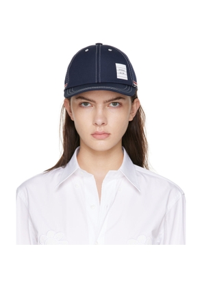 Thom Browne Navy Contrast Stitch Baseball Cap