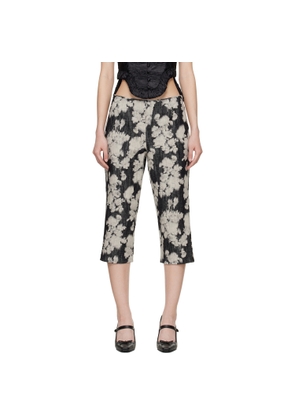 Anna Sui Black & Off-White Rose Capri Trousers