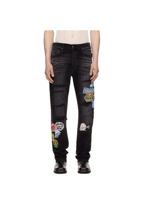 AMIRI Black Station Patch Repair Slim Jeans