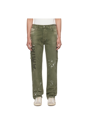 AMIRI Khaki Army Logo Painted Slim Workman Jeans