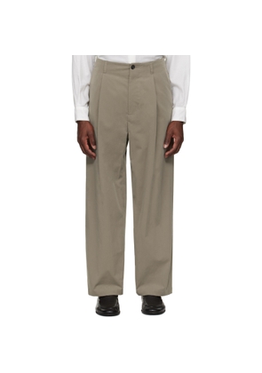 YOKE Beige 1-Pleat Trousers