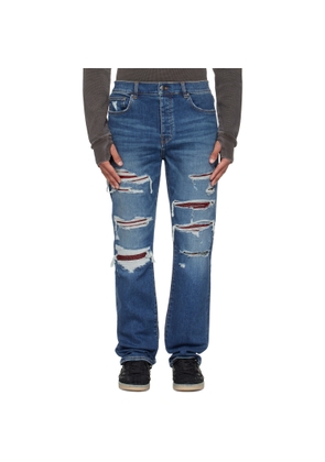 AMIRI Blue Croc Slim Thrasher Jeans