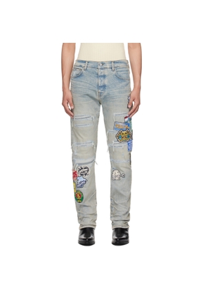 AMIRI Blue Station Patch Repair Slim Jeans