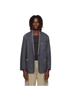 YOKE Gray Denim Cut-Off Blazer