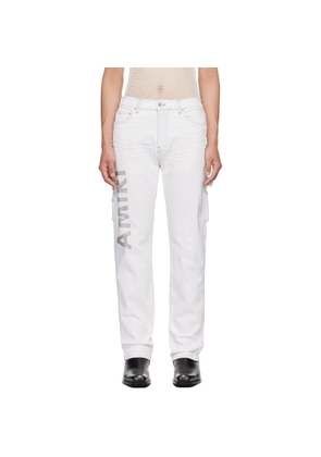 AMIRI Blue Army Logo Painted Slim Workman Jeans