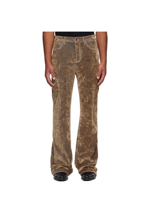 AMIRI Tan Velvet Flare Jeans