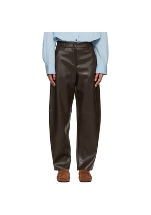 Max Mara Brown Sospiro Faux-Leather Trousers