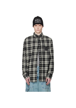 VETEMENTS Black & White Leather Cross Flannel Shirt