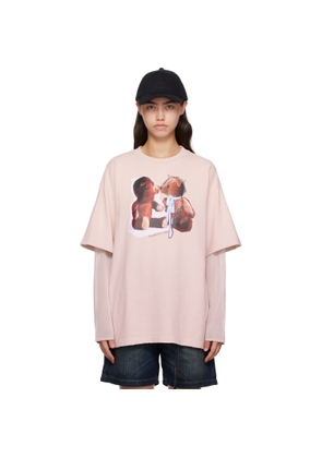 Acne Studios Pink Layered Print T-shirt