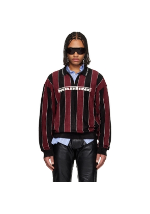 Martine Rose Burgundy & Black Sporty Logo Polo