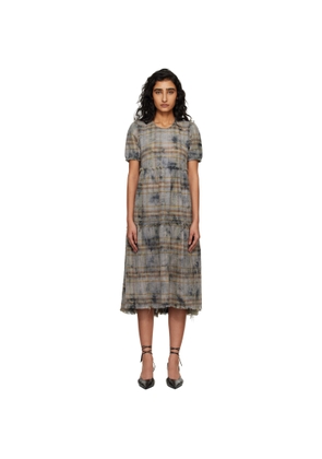R13 Blue Shredded Relaxed Midi Dress