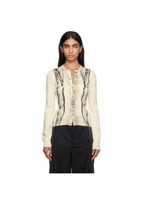 MM6 Maison Margiela Off-White Folded Printed Gauge 14 Cardigan