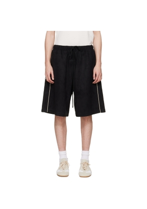 Fear of God ESSENTIALS Black Signature Relaxed Faux-Suede Shorts