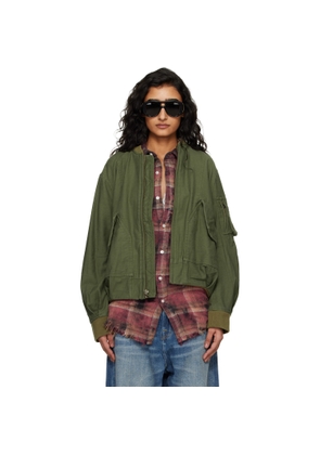 R13 Khaki Bubble Bomber Jacket
