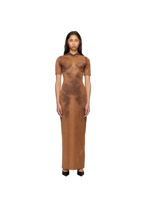 Acne Studios Brown Trompe L’Oeil Faux-Suede Maxi Dress