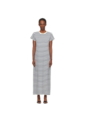 ANINE BING Off-White & Navy Wynne Stripe Midi Dress