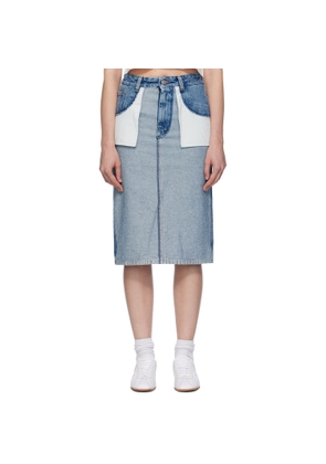 MM6 Maison Margiela Blue Faded Denim Midi Skirt