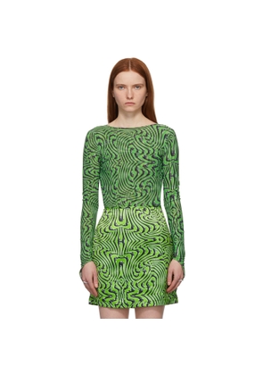 Maisie Wilen SSENSE Exclusive Green Printed Bodysuit