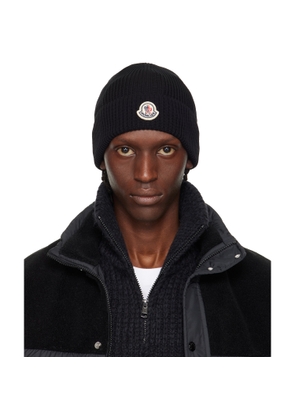 Moncler Black Logo Cotton Beanie