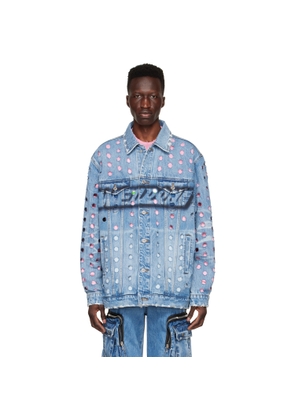 We11done Blue Logo Denim Jacket