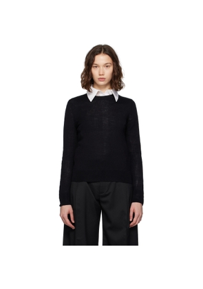 MM6 Maison Margiela Black Elbow Patch Sweater