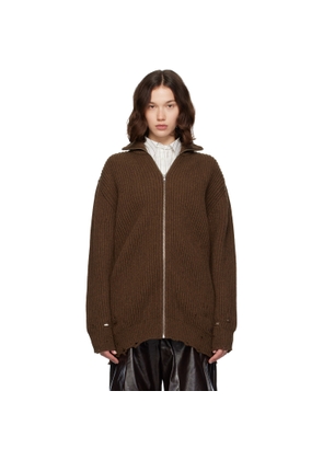 MM6 Maison Margiela Brown Ribbed Knit Sweater