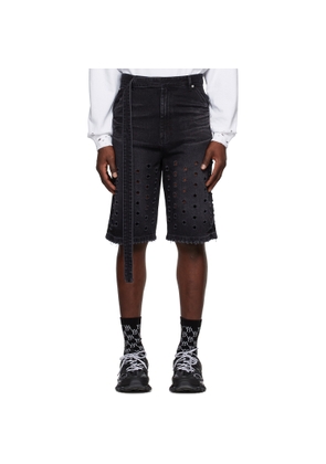 We11done Black Denim Shorts