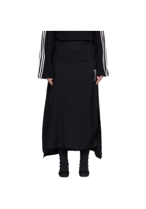 Y-3 Black Sport Uniform Raw Cut 3 Stripes Midi Skirt