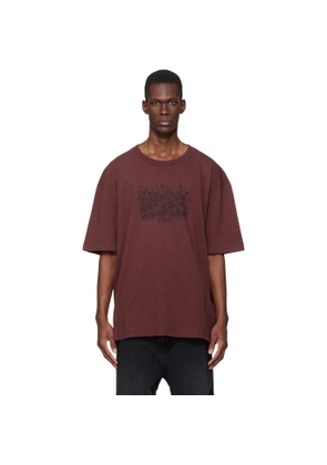 Maison Margiela Burgundy Embroidered Logo T-shirt