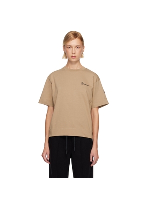 Moncler Grenoble Beige Embossed Logo Cotton T-shirt