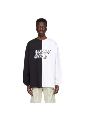 We11done Black & White Half & Half Long Sleeve T-Shirt