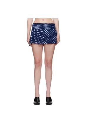 GUIZIO Navy Chiffon Slit Miniskirt