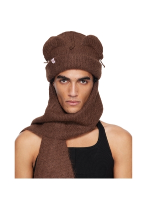 Charles Jeffrey LOVERBOY Brown Alpaca Chunky Ears Scarf Beanie