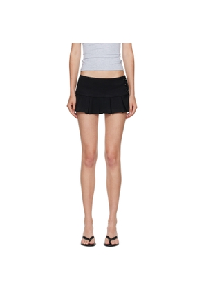 GUIZIO Black Pleated Micro Miniskirt