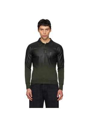 Maison Margiela Green Foil Print Wool Polo