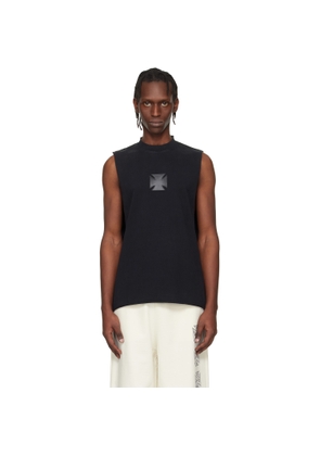 VETEMENTS Black Biker Logo Leather Cross Interlock Tank Top
