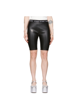 Stand Studio Black Zora Faux-Leather Shorts