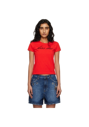 Marc Jacobs Red 'Kiss Me' Shrunken T-shirt