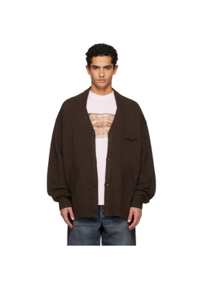Acne Studios Brown Wool V-Neck Cardigan