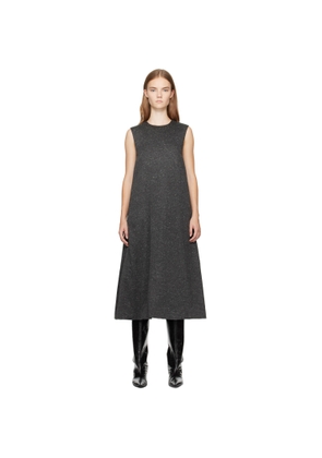 UMBER POSTPAST Gray Viscose Jersey Insulated Midi Dress