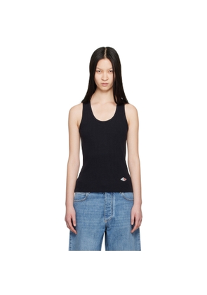 Bottega Veneta Navy Logo Patch Tank Top