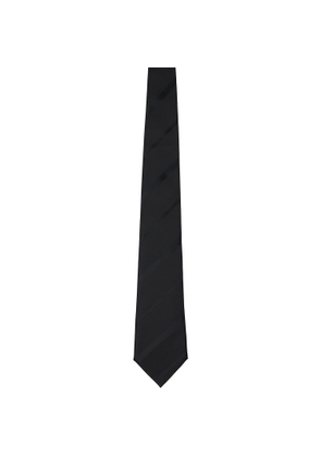 Comme des Garçons Homme Deux Black Silk Houndstooth Stripe Tie