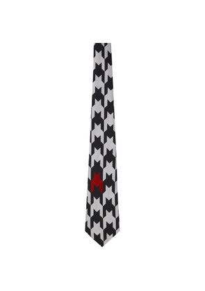 Comme des Garçons Homme Deux Black & White Silk Geometric Pattern Tie
