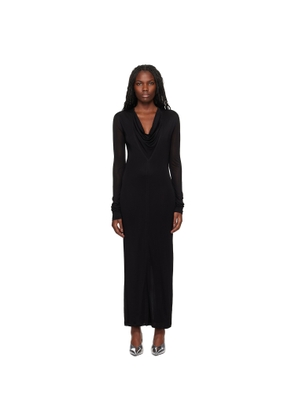 TOTEME Black Draped V-Neck Maxi Dress